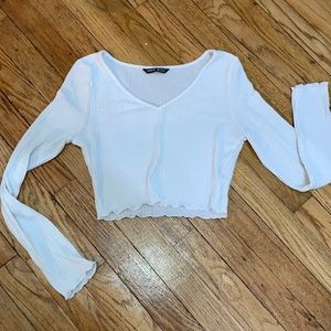 White long sleeve crop top